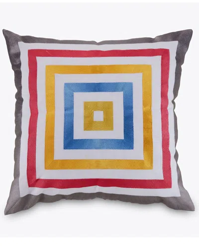 Trina Turk Satin Stitch Embroidered Square Throw Pillow In Pink