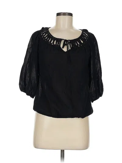 Pre-owned Trina Turk 3/4 Sleeve Blouse In Black