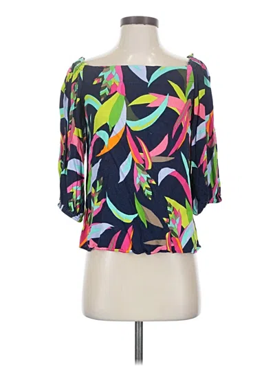 Pre-owned Trina Turk 3/4 Sleeve Blouse In Black