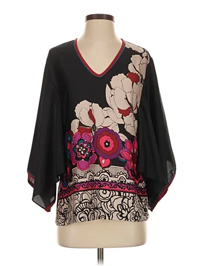 Pre-owned Trina Turk 3/4 Sleeve Blouse In Black