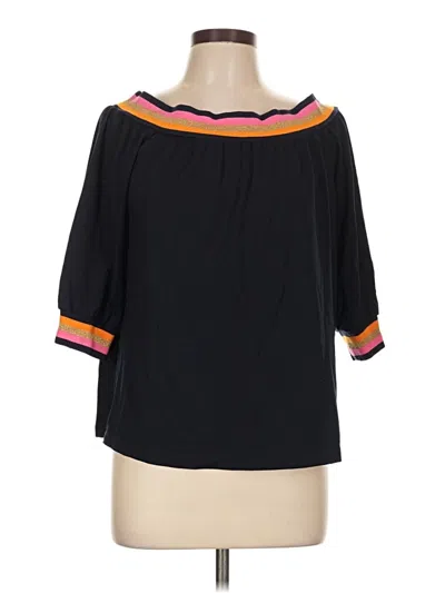 Pre-owned Trina Turk 3/4 Sleeve Blouse In Black
