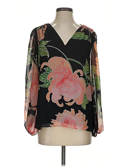 Pre-owned Trina Turk 3/4 Sleeve Blouse In Black