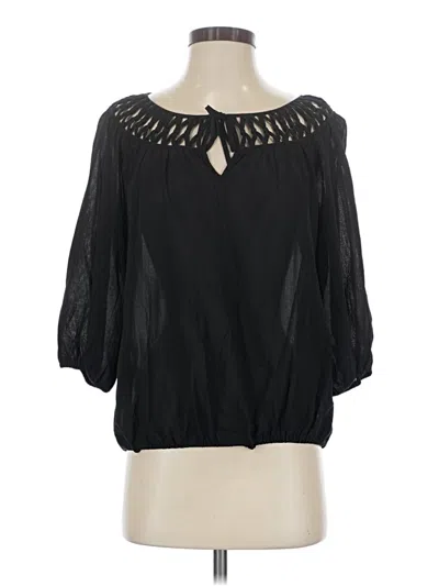 Pre-owned Trina Turk 3/4 Sleeve Blouse In Black