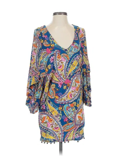 Pre-owned Trina Turk 3/4 Sleeve Blouse In Blue