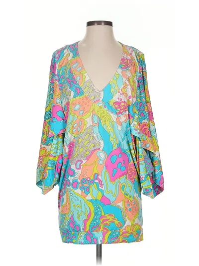 Pre-owned Trina Turk 3/4 Sleeve Blouse In Blue