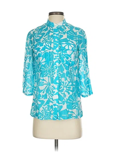 Pre-owned Trina Turk 3/4 Sleeve Blouse In Blue