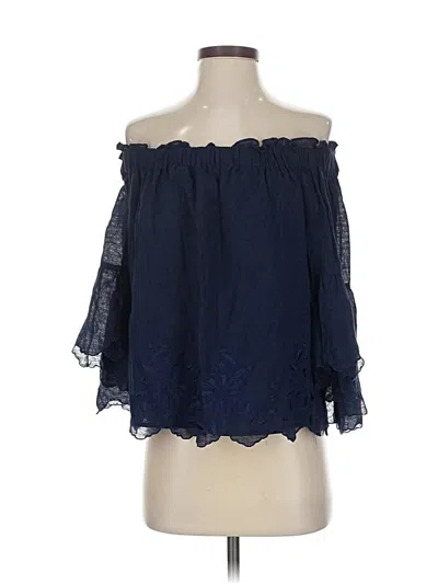 Pre-owned Trina Turk 3/4 Sleeve Blouse In Blue