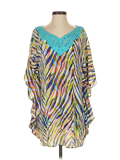 Pre-owned Trina Turk 3/4 Sleeve Blouse In Blue