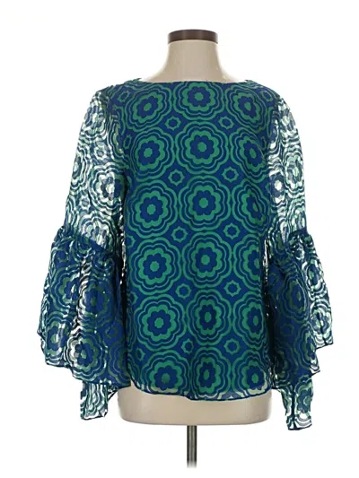 Pre-owned Trina Turk 3/4 Sleeve Blouse In Blue