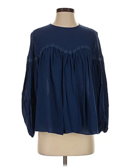 Pre-owned Trina Turk 3/4 Sleeve Blouse In Blue