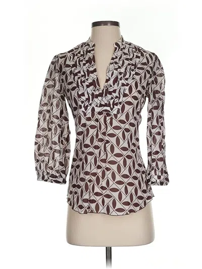 Pre-owned Trina Turk 3/4 Sleeve Blouse In Brown
