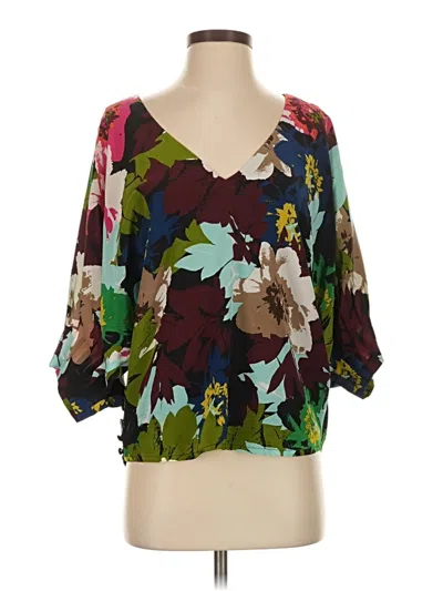 Pre-owned Trina Turk 3/4 Sleeve Blouse In Brown
