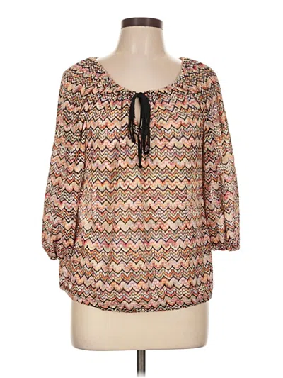 Pre-owned Trina Turk 3/4 Sleeve Blouse In Brown