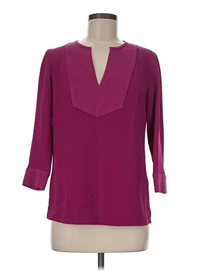 Pre-owned Trina Turk 3/4 Sleeve Blouse In Burgundy