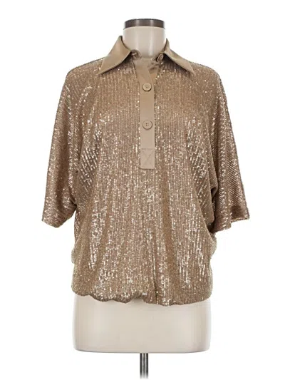 Pre-owned Trina Turk 3/4 Sleeve Blouse In Gold