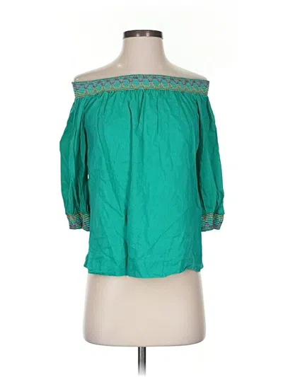 Pre-owned Trina Turk 3/4 Sleeve Blouse In Green