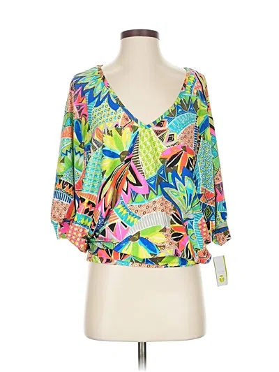 Pre-owned Trina Turk 3/4 Sleeve Blouse In Green