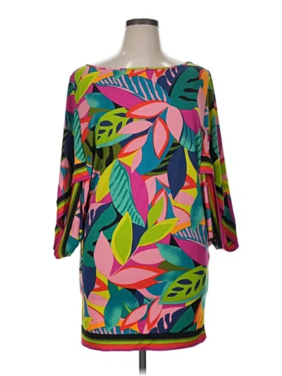 Pre-owned Trina Turk 3/4 Sleeve Blouse In Green