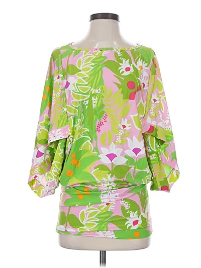 Pre-owned Trina Turk 3/4 Sleeve Blouse In Green