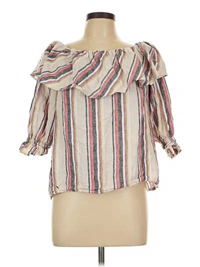 Pre-owned Trina Turk 3/4 Sleeve Blouse In Ivory