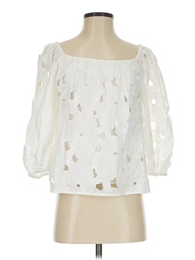 Pre-owned Trina Turk 3/4 Sleeve Blouse In Ivory