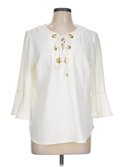 Pre-owned Trina Turk 3/4 Sleeve Blouse In Ivory