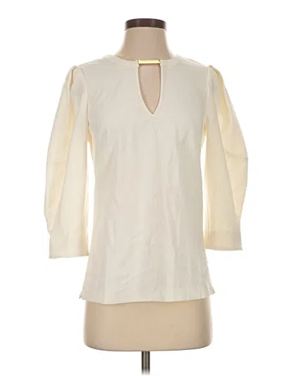 Pre-owned Trina Turk 3/4 Sleeve Blouse In Ivory