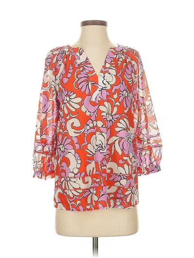 Pre-owned Trina Turk 3/4 Sleeve Blouse In Orange