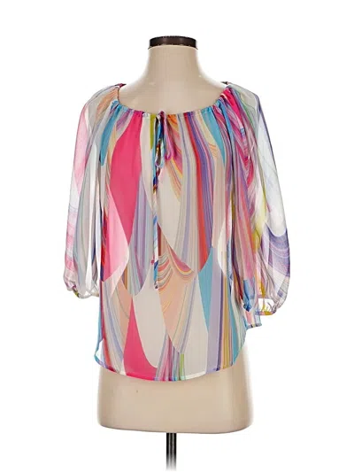 Pre-owned Trina Turk 3/4 Sleeve Blouse In Pink