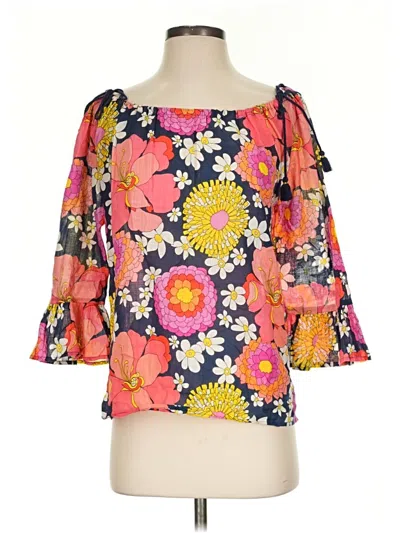 Pre-owned Trina Turk 3/4 Sleeve Blouse In Pink