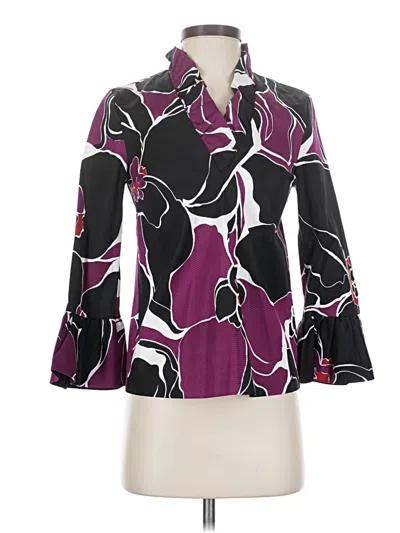 Pre-owned Trina Turk 3/4 Sleeve Blouse In Purple