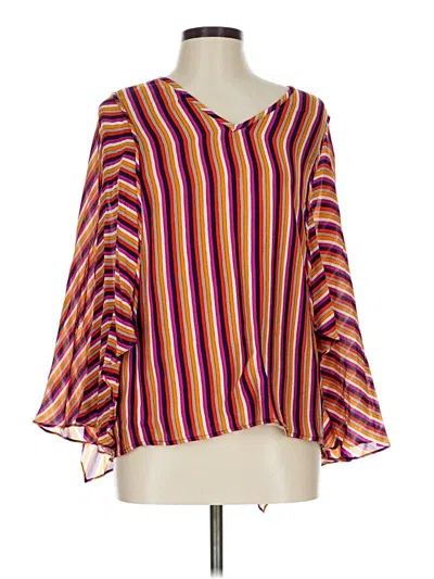 Pre-owned Trina Turk 3/4 Sleeve Blouse In Purple