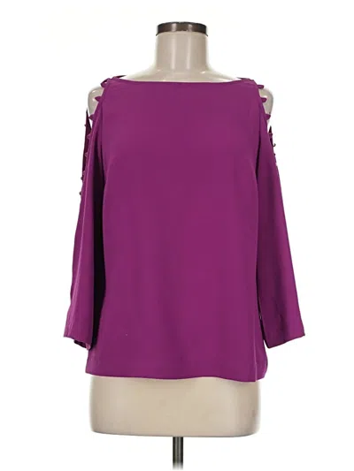Pre-owned Trina Turk 3/4 Sleeve Blouse In Purple