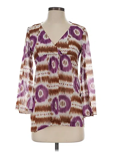 Pre-owned Trina Turk 3/4 Sleeve Blouse In Purple