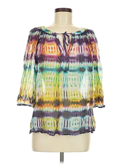 Pre-owned Trina Turk 3/4 Sleeve Blouse In Purple