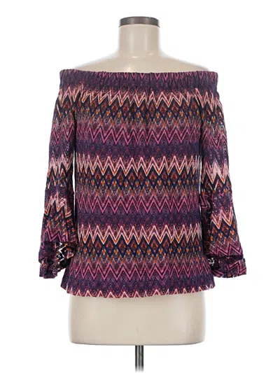 Pre-owned Trina Turk 3/4 Sleeve Blouse In Purple