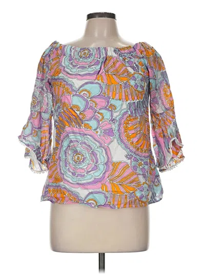 Pre-owned Trina Turk 3/4 Sleeve Blouse In Purple