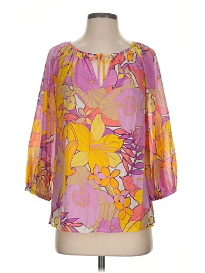 Pre-owned Trina Turk 3/4 Sleeve Blouse In Purple