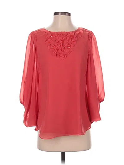 Pre-owned Trina Turk 3/4 Sleeve Blouse In Red