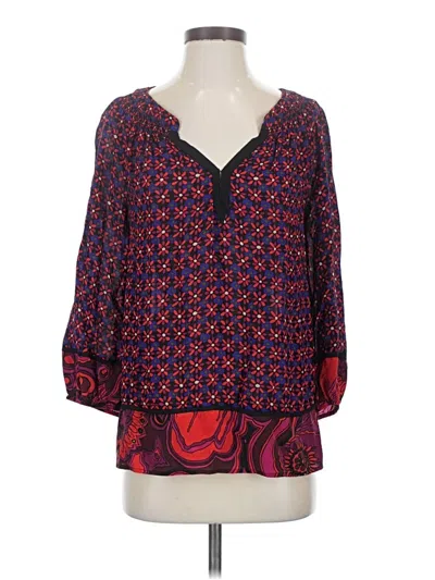 Pre-owned Trina Turk 3/4 Sleeve Blouse In Red