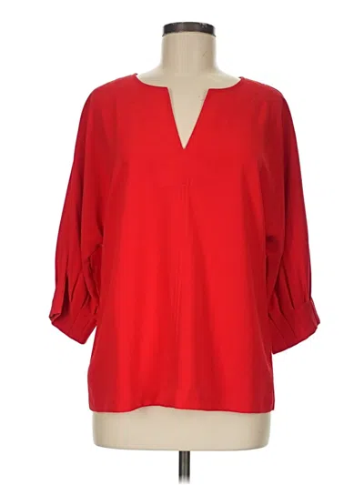 Pre-owned Trina Turk 3/4 Sleeve Blouse In Red