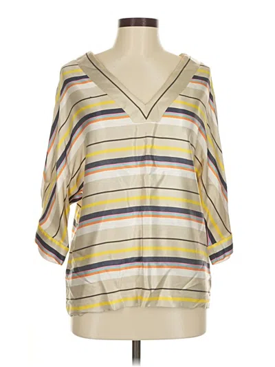 Pre-owned Trina Turk 3/4 Sleeve Blouse In Tan