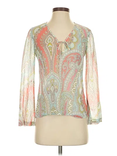 Pre-owned Trina Turk 3/4 Sleeve Blouse In White