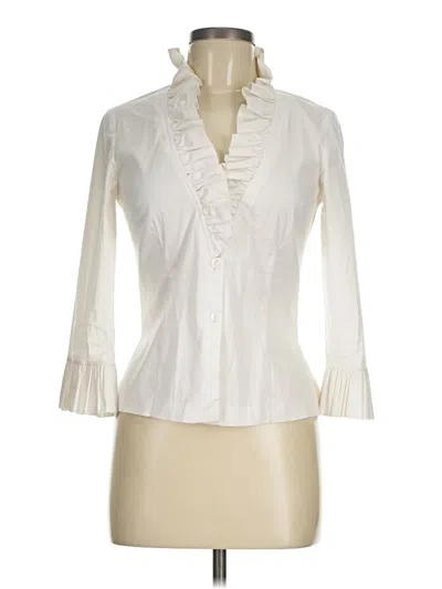 Pre-owned Trina Turk 3/4 Sleeve Blouse In White