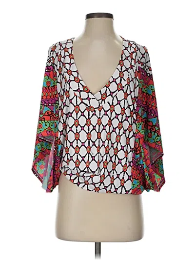 Pre-owned Trina Turk 3/4 Sleeve Blouse In White