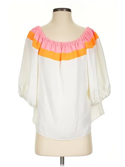 Pre-owned Trina Turk 3/4 Sleeve Blouse In White