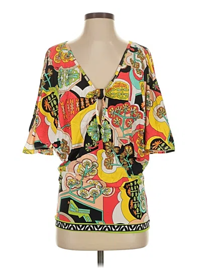 Pre-owned Trina Turk 3/4 Sleeve Blouse In Yellow