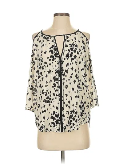 Pre-owned Trina Turk 3/4 Sleeve Silk Top Black Cold Shoulder Neckline Tops