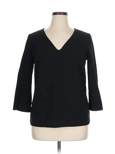 Pre-owned Trina Turk 3/4 Sleeve Top Black V-neck Tops