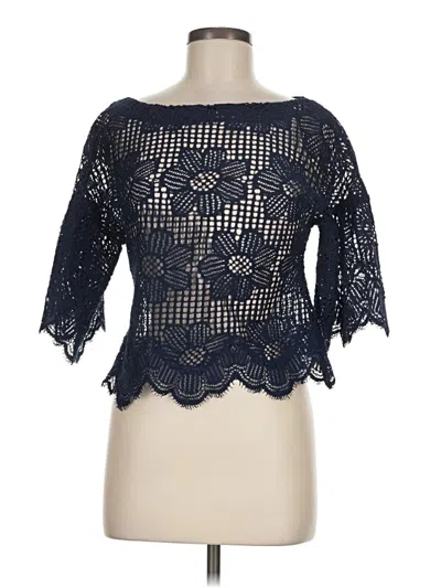 Pre-owned Trina Turk 3/4 Sleeve Top Blue Boatneck Tops